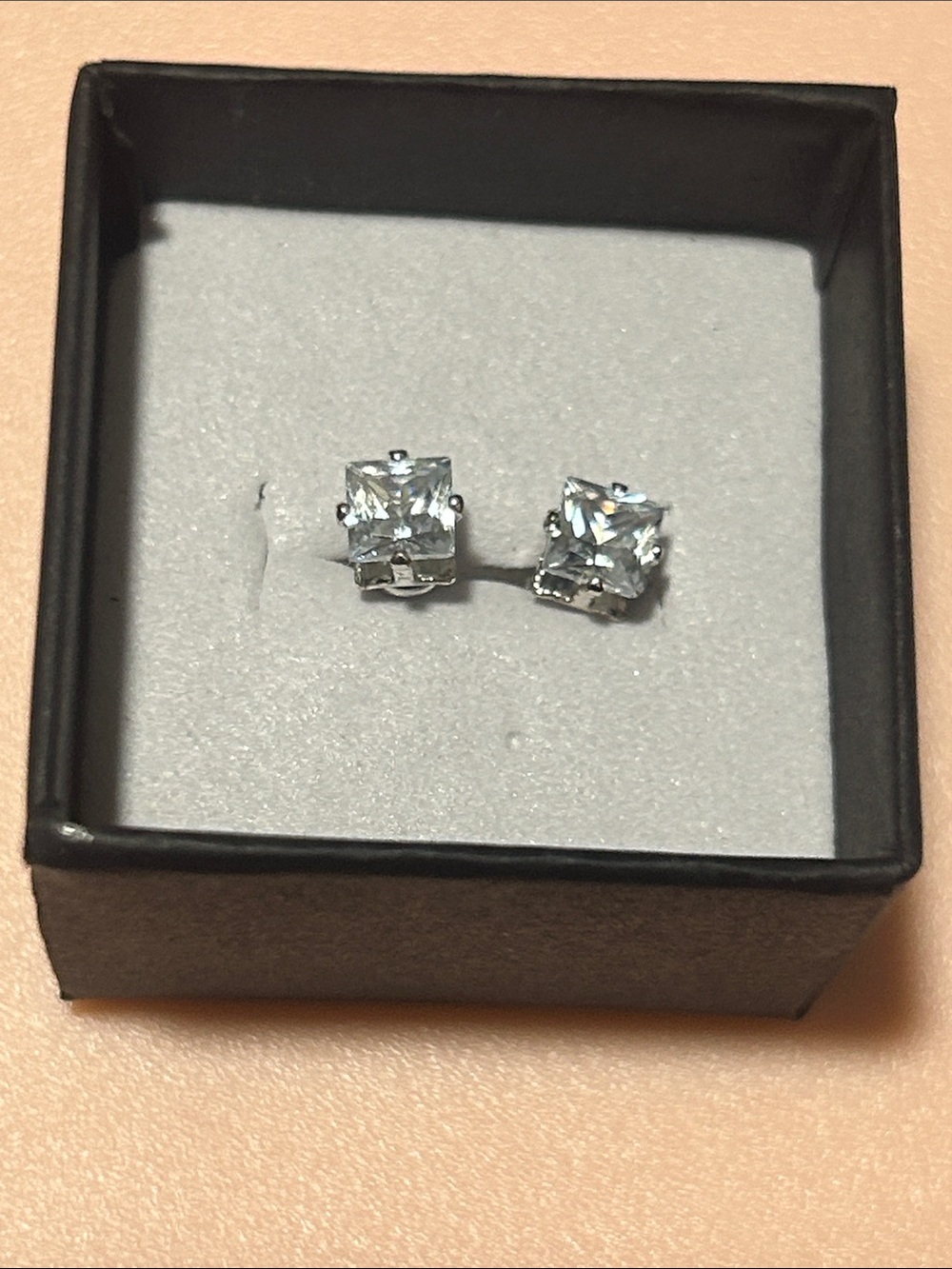 Source Unknown Clear Square-Cut Crystal Stud Earrings - Silver